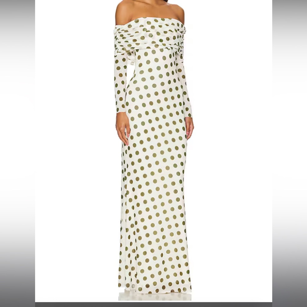 AFRM Thelma Mesh Off-The-Shoulder Long Sleeve Maxi Dress